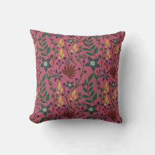 Almofada Flores cor-de-rosa com padrão uniforme floral folh