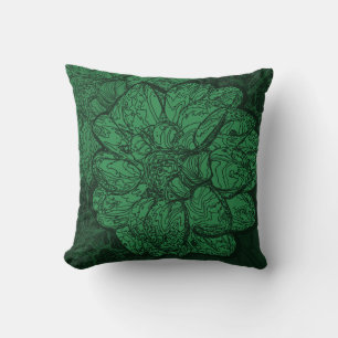 Almofada Flores Dahlia Decorativas Emerald Green