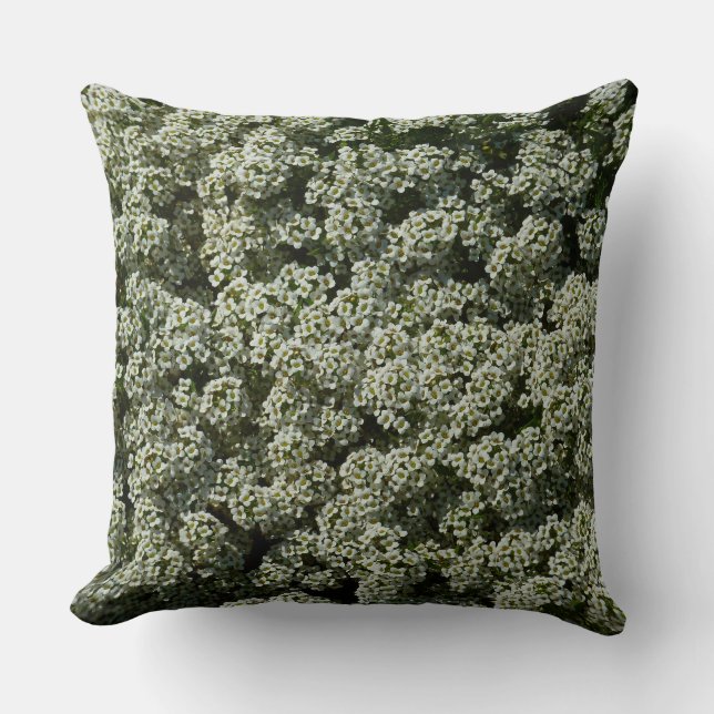 Almofada Flores de Alyssum Doce Floral Branco (Frente)