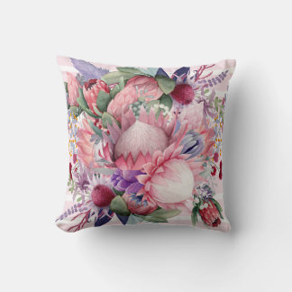 Almofada Flores De Aquarela De Paraíso Rosa