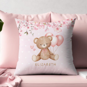 Almofada Flores De Aquarela Do Urso De Boho Personalizadas