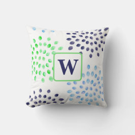 Almofada Flores de Aquarela Mães Marinho Monograma Azul Ver