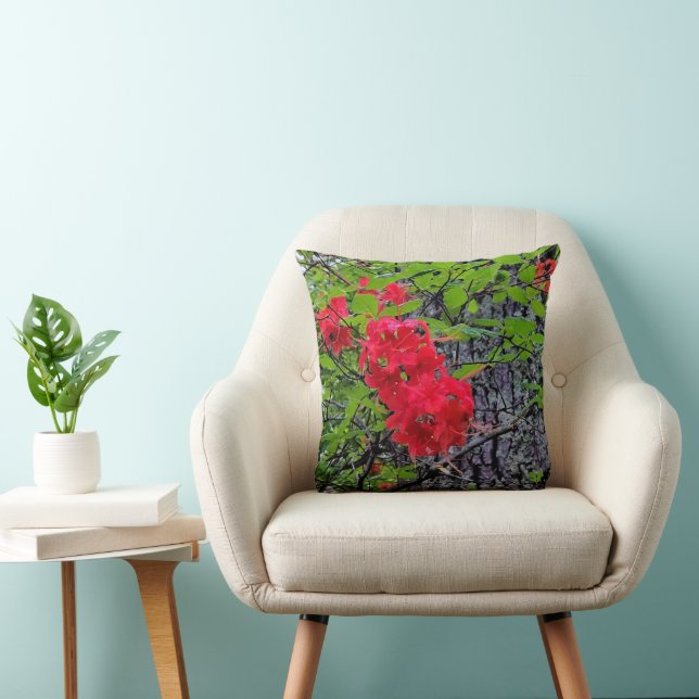 Almofada Flores de Azalea Vermelha (Cadeira)