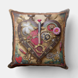 Almofada Flores de Batom Coração Série Steampunk