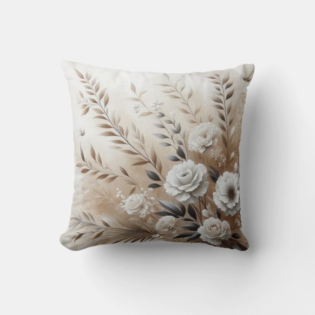 Almofada Flores de bege moderno 12 Poster (Frente)