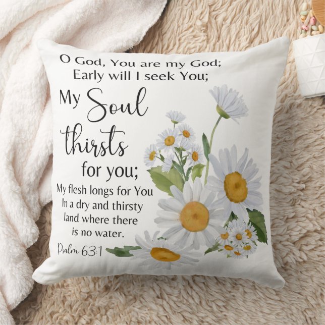 Almofada Flores De Camomila De Escritura De Bíblia Psalm 63 (Cobertor)