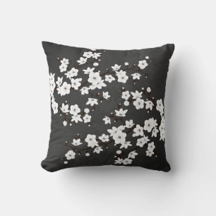 Almofada Flores de Cerejeira em Preto e Branco