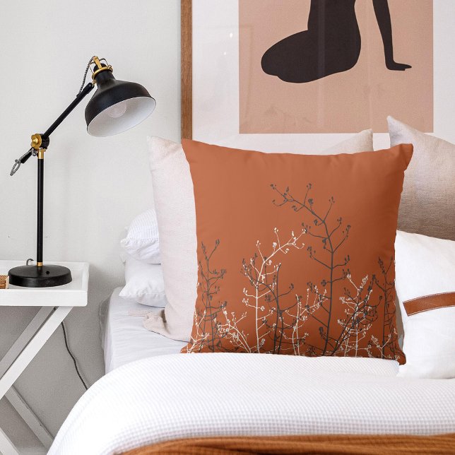 Almofada Flores de Cinza Castanho-de-Ferrugem Elegante Mode (https://pixabay.com/photos/bed-furniture-interior-room-home-6830011/)