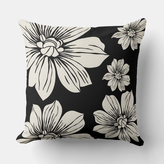 Almofada Flores de cor creme (Frente)