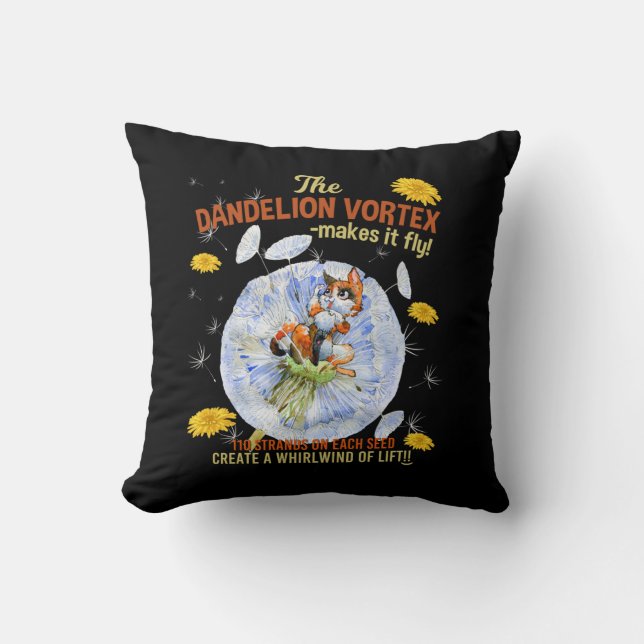 Almofada Flores de Dandelion - Fatos de Sementes Científica (Frente)