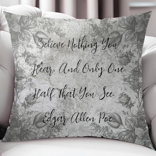 Almofada Flores de Estilo Vintage em Poe Stone Edgar Allen