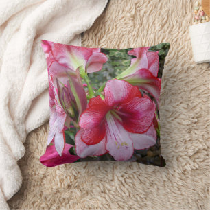 Almofada Flores de Férias Vermelhas Amaryllis e Poinsettia