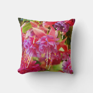 Almofada Flores de fuschia rosa e púrpura