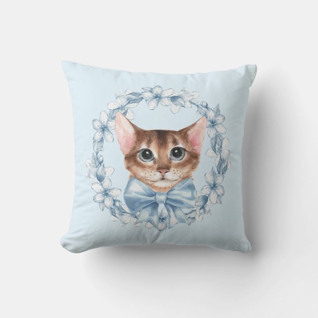 Almofada Flores de gato e de azul (Frente)