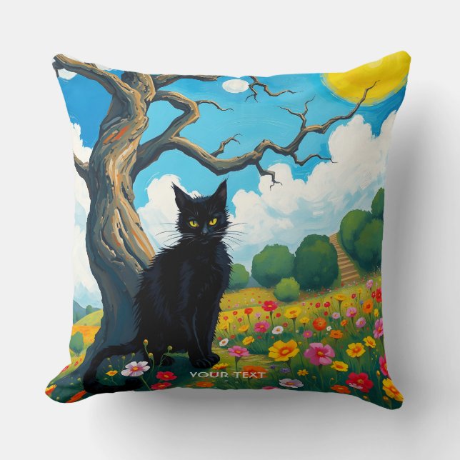 Almofada Flores de Gatos de Árvore Fantasy (Frente)