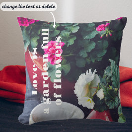 Almofada Flores de gerânio de jardim rosa e branco