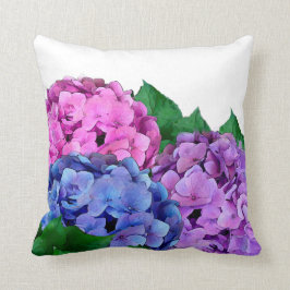 Almofada Flores de Hydrangea Azul e Rosa