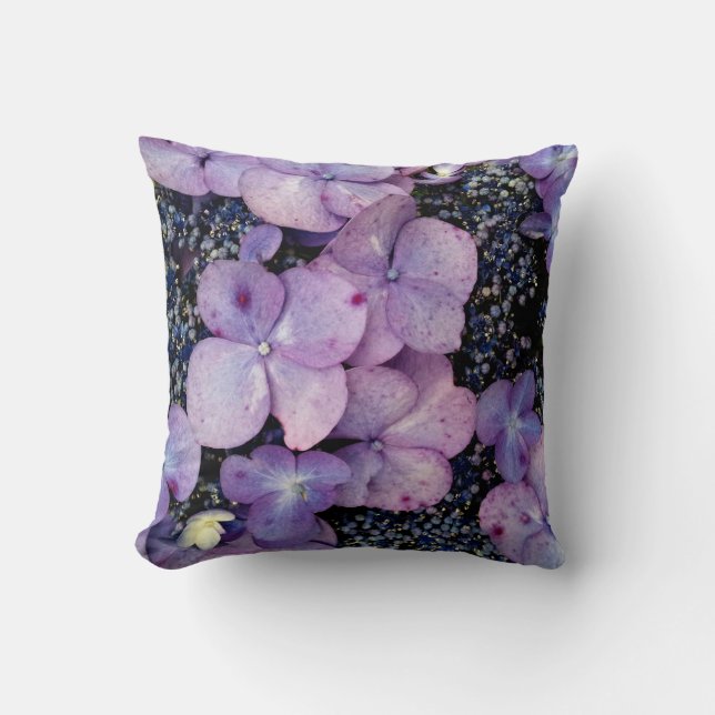 Almofada Flores de Hydrangea Roxo-TRAVESSEIRO QUADRADO (Frente)