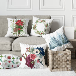 Almofada Flores de inverno floridas de aquarelas Decor de i