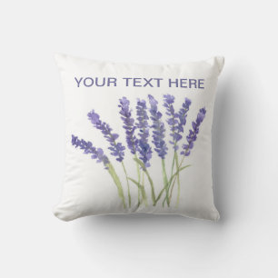 Almofada Flores de lavanda aquarela ervas roxo chic