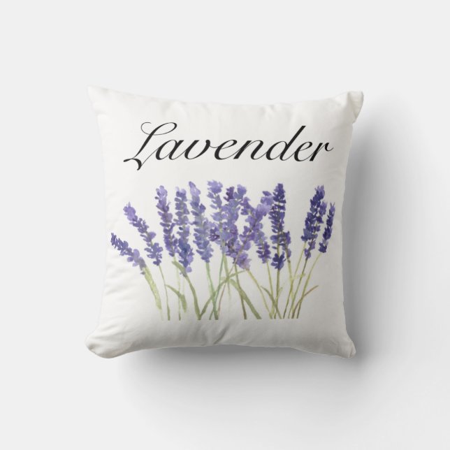 Almofada Flores de lavanda aquarela ervas roxo chic thro (Frente)