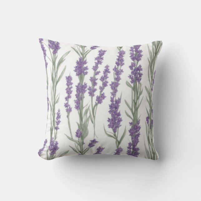 Almofada Flores de Lavanda em Aquarela (Frente)