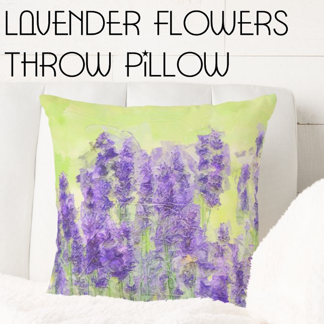 Almofada Flores de lavanda Flor Lilac Roxo (lavender Flowers Square Throw Pillow. Spring and Easter Decor inspiration.)