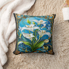 Almofada Flores de lírios no Design Floral Ornamentado