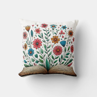 Almofada Flores de livro aberto
