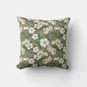 Almofada Flores De Maçã De Aquarela: Padrão De Vintagem.