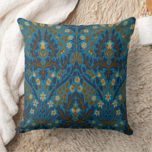 Almofada Flores de Outono em Azul Turquesa Vintage de Willi