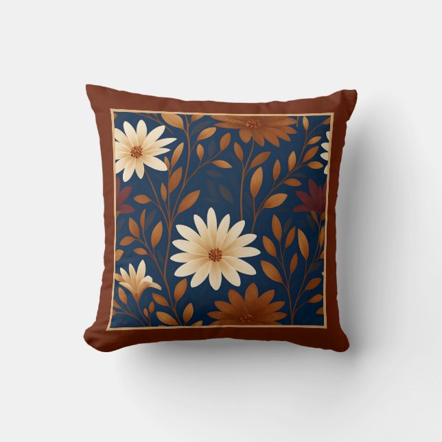 Almofada Flores de Outono Farmhouse Boho – Elegante  (Frente)
