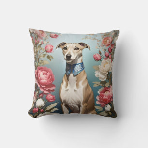 Almofada Flores De Peônias Rosa-De-Whippet Elegantes