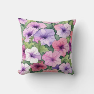 Almofada Flores de petúnia aquarela