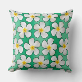 Almofada Flores de Plumeria Havaiana Branca e Amarela em Ve