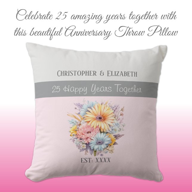 Almofada flores de prata para 25º aniversário de casamento  (Criador carregado)