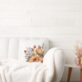 Almofada Flores de queda de aquarelaTravesseiro decorativo