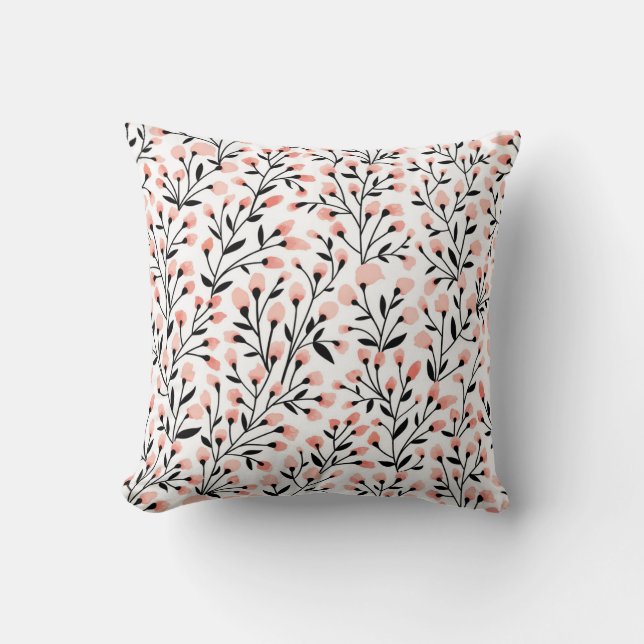 Almofada Flores De Rabo: Coral Floral Sem Costura. (Frente)