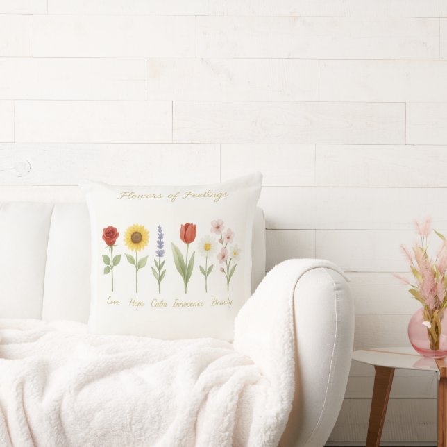 Almofada Flores de Sentimentos Travesseiro decorativo - Amo (Sofá)