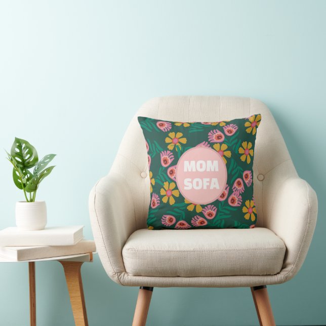 Almofada Flores de sofá da mamãe personalizadas verde bonit (Cadeira)