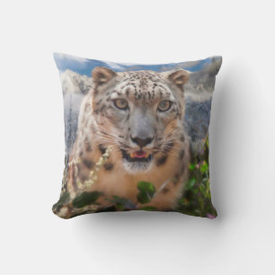 ALMOFADA "FLORES DE TEMPO DE SPRINGTIME LEOPARD DE NEVE"
