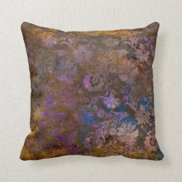 Almofada Flores de trabalho de rolagem roxa em azul