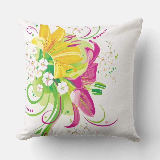 Almofada Flores de Travesseiro decorativo ao ar livre (Frente)