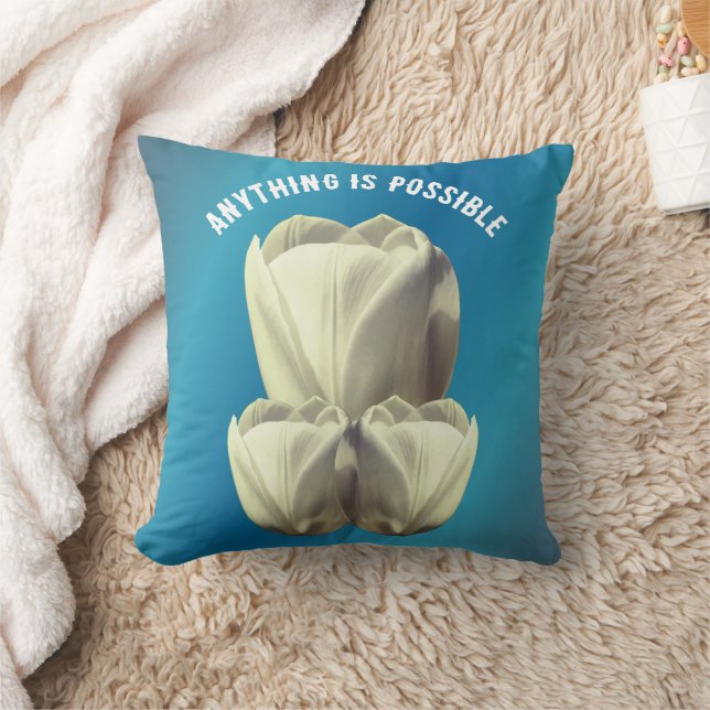 Almofada Flores de Tulipa Tudo é Possível Inspirador  (Cobertor)