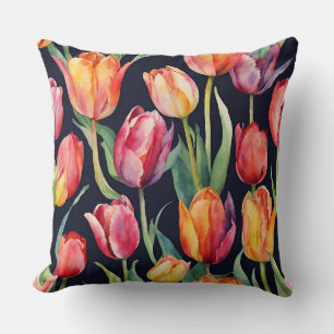 Almofada Flores de Tulipas de Aquarela