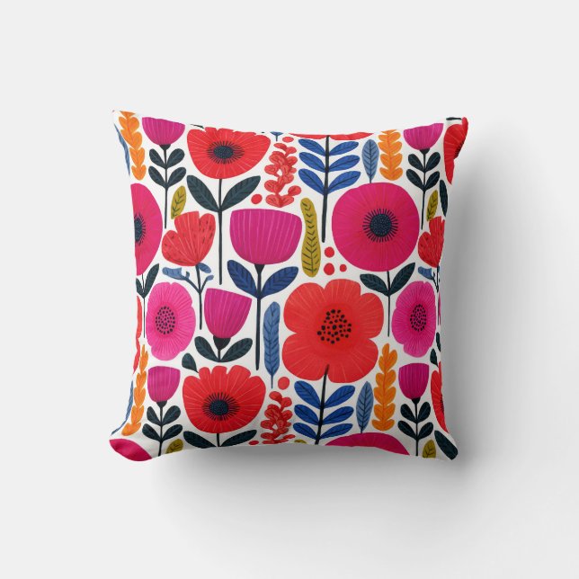 Almofada Flores de Vibrante de Cores Aquáticas BOHO Botânic (Frente)