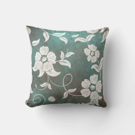 Almofada Flores de Vintage Green Teal Cream