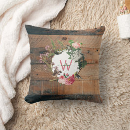 Almofada Flores De Vintagem De Madeira Rústica Monogramada