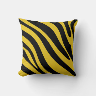 Almofada Flores de Zebra Negros em Amarelo e Negro