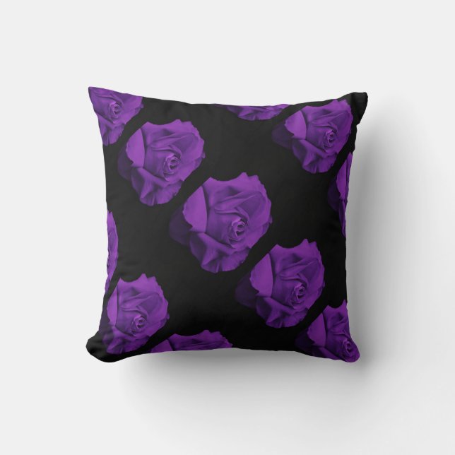Almofada flores design colorido rosas roxo geométrico (Frente)